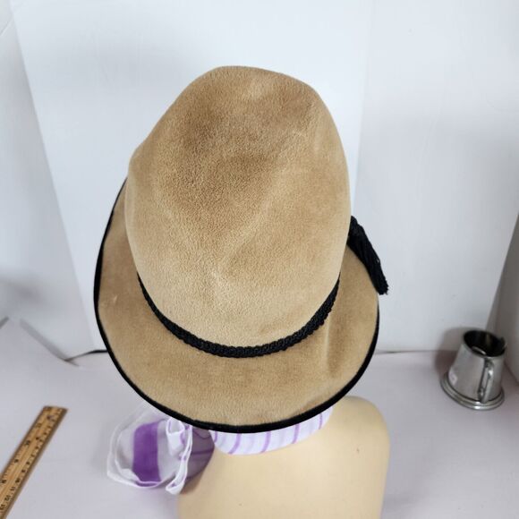Eric Javits New York Wool Alixe Hat Rounded Crown fedora cloche Bow tassel band - Picture 3 of 7